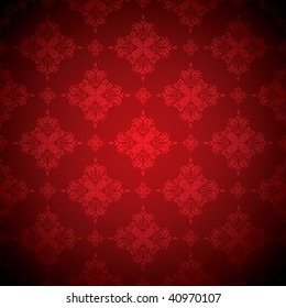 red and black floral seamless repeat pattern with dark edge