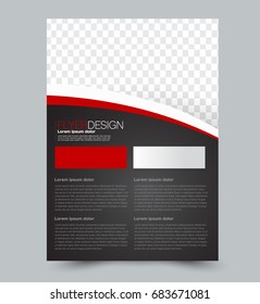 Red And Black Flyer Vector Design Template Set. Business Brochure. Annual Report Or Magazine Cover.