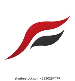 Roter und schwarzer fliegender Vogel gestapelter Buchstabe F Symbol auf weißem Hintergrund