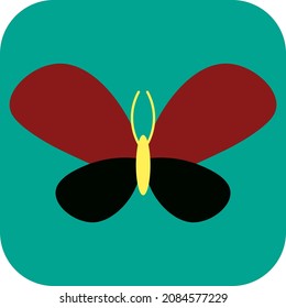 Red and black flying butterfly, illustration, vector, on a white background.