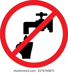 Red and black forbidden sign no drinking water. Illustration made January 26th, 2025, Zurich, Switzerland.