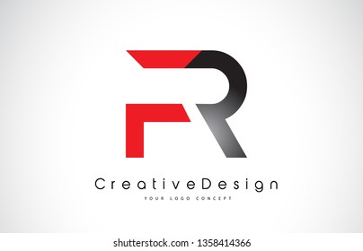 Red and Black FR F R Letter Logo Design in Black Colors. Creative Modern Letters Vector Icon Logo Illustration.