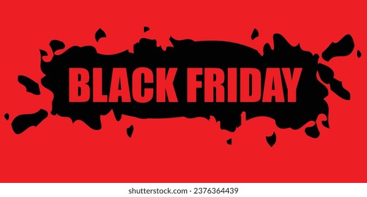 red black friday text on black paint stain on red background