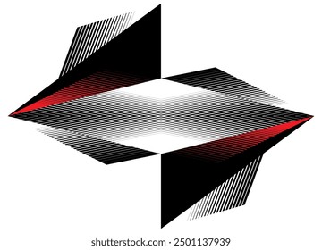 Patrón futurista rojo y negro sobre un fondo blanco. Fondo rayado tecnológico Vector. Ilustración deportiva. Fondo digital con espacio para flechas de texto. Elemento Sharp Design. Cristal