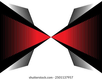 Red and black futuristic pattern on a white background. Vector technological striped background. For covers, packaging, advertising. Sports illustration. Digital background with space for text. Arrows