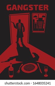 Imagen vectorial de espaguetis de gangster rojo y negro
