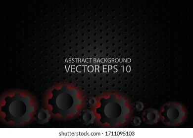 Red and black  with gears and abstract technology background.Vector illustration design for texture