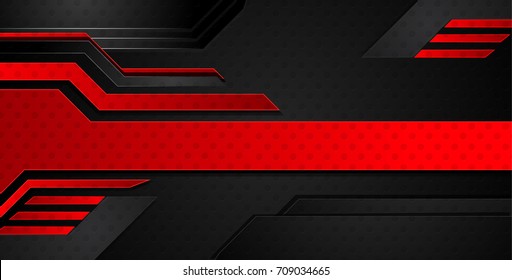 Red black geometric abstract corporate background. Vector.