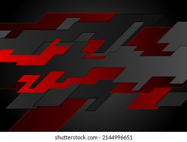 Red and black geometric abstract technology background. Vector design