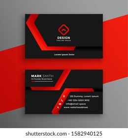 Red And Black Geometric Business Card Template Design