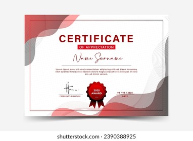 Red black geometric effect achievement certificate template