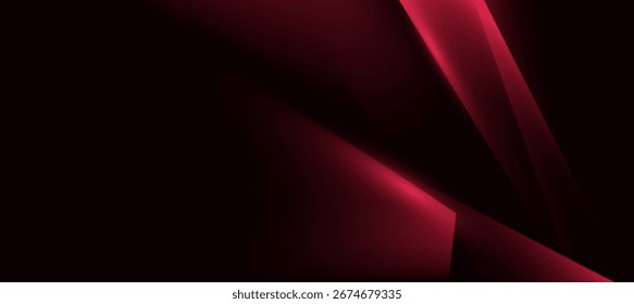 Geométrica roja y negra con luz brillante sobre fondo oscuro