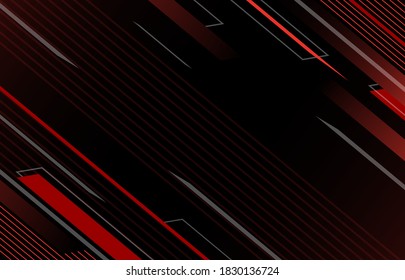 línea geométrica roja y negra con vector de material de fondo degradado. línea oblicua y forma cuadrada inclinada que se solapa con el espacio en el centro