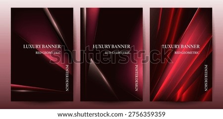 red black geometric on dark background poster set. abstract elegant background vector illustration, banner business product presentations