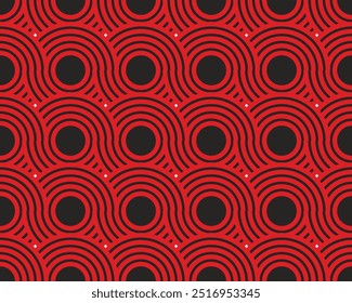 Red and Black Geometric Seamless Pattern - Bold Abstract Design