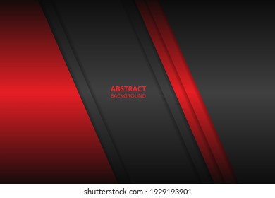 Red and black geometric shapes, stripes and lines on a dark gradient. Modern abstract graphic design background.