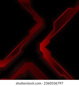Fondo abstracto de tecnología geométrica roja y negra. Diseño vectorial mínimo