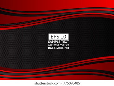 Red and Black geometric wave, abstract vector background with copy space for business and technology