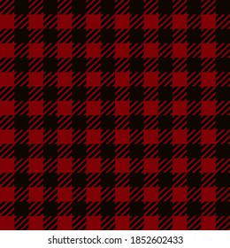 Red Black Gingham Lumberjack Buffalo tartan Checkered plaid seamless pattern background. Texture for plaid, tablecloths, clothes, shirts, dresses, paper, bedding,quilts ,textile . Vector EPS 10.
