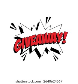 red black "GIVEAWAY" text comic theme vector