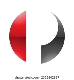 Red and Black Glossy Circle Shaped Letter P Icon on a White Background