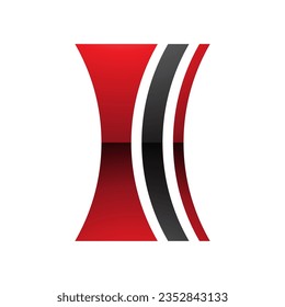 Red and Black Glossy Concave Lens Shaped Letter I Icon on a White Background