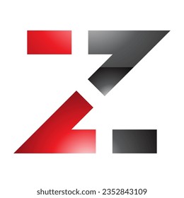 Red and Black Glossy Dotted Line Shaped Letter Z Icon on a White Background