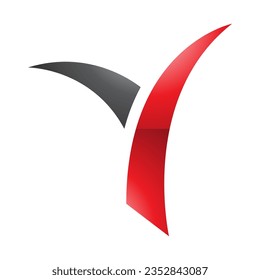 Red and Black Glossy Grass Shaped Letter Y Icon on a White Background