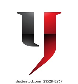 Red and Black Glossy Lowercase Letter Y Icon on a White Background