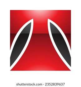 Letra roja y negra cuadrada con forma de icono T en un fondo blanco