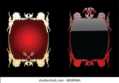 Red And Black Glow Ornate Background Double. Vector Illustration.
