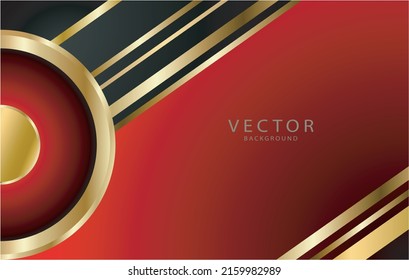 Red black gold circle background vector design