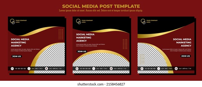 Red Black Gold Vector Social Media Post Template, vector art illustration and text