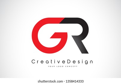 Red and Black GR G R Letter Logo Design in Black Colors. Creative Modern Letters Vector Icon Logo Illustration.
