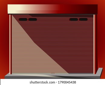 Red and black gradient background vector and red rolling door