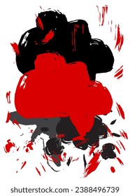 Red and black graffiti speech bubble. Abstract modern Messaging sign street art decoration, Discussion icon performed in urban painting style.