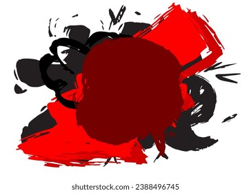 Red and black graffiti speech bubble. Abstract modern Messaging sign street art decoration, Discussion icon performed in urban painting style.