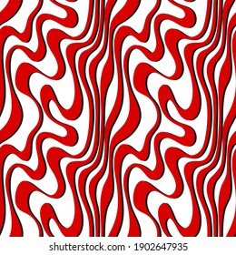 Red and black graphic waves. Seamless pattern. Vector illustration.