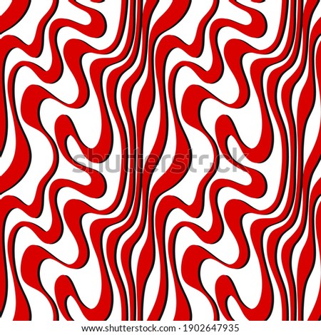 Red and black graphic waves. Seamless pattern. Vector illustration.