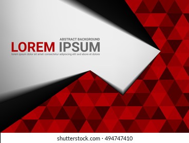 Red, Black, Gray abstract geometric background. Paper layer overlap. Space for text and message. Design for website, poster and brochure - Vector