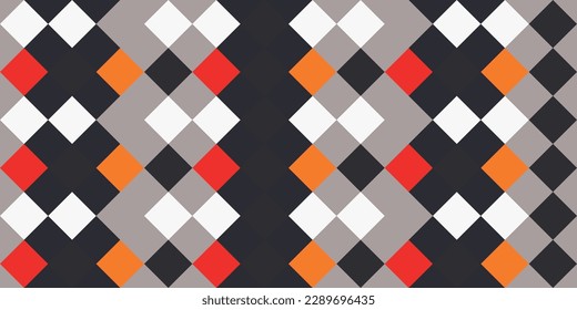 Diamantes rojos, negros y grises. Patrón de rhombus de repetición de vectores. Cuadrícula de diamantes idénticos. Para la impresión y la decoración superficial.