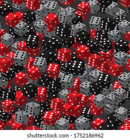 Rojo Negro Gris Dice Patrón Sin Margen, Ilustración 3D