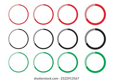 Red, black and green circle frame icon. Isolated on white background. Vector illustration.