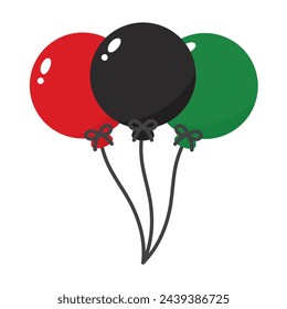 Red, black and green colored balloon icons as the colors of the Pan-African flag. For Juneteenth and Black History Month. Flat vector illustration.