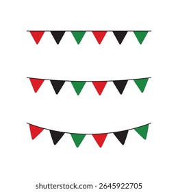 Festa vermelha, preta e verde como as cores da bandeira pan-africana. Para Juneteenth e Mês da História do Negro Americano. Ilustração de design plano.