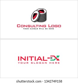Red black green line art coin arrow combination mark logo design concept suitable for consulting business customers managers