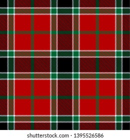 Red, Black, Green  and  White  Tartan Plaid Scottish Seamless Pattern. Texture from tartan, plaid, tablecloths, shirts, clothes, dresses, bedding, blankets and other textile.