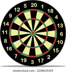 Red, Black, Green and Yellow Dart Board 