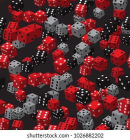 Red Black Grey Dice Seamless Pattern