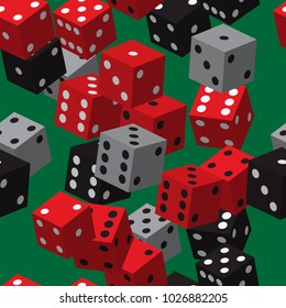 Red Black Grey Dice Seamless Pattern
